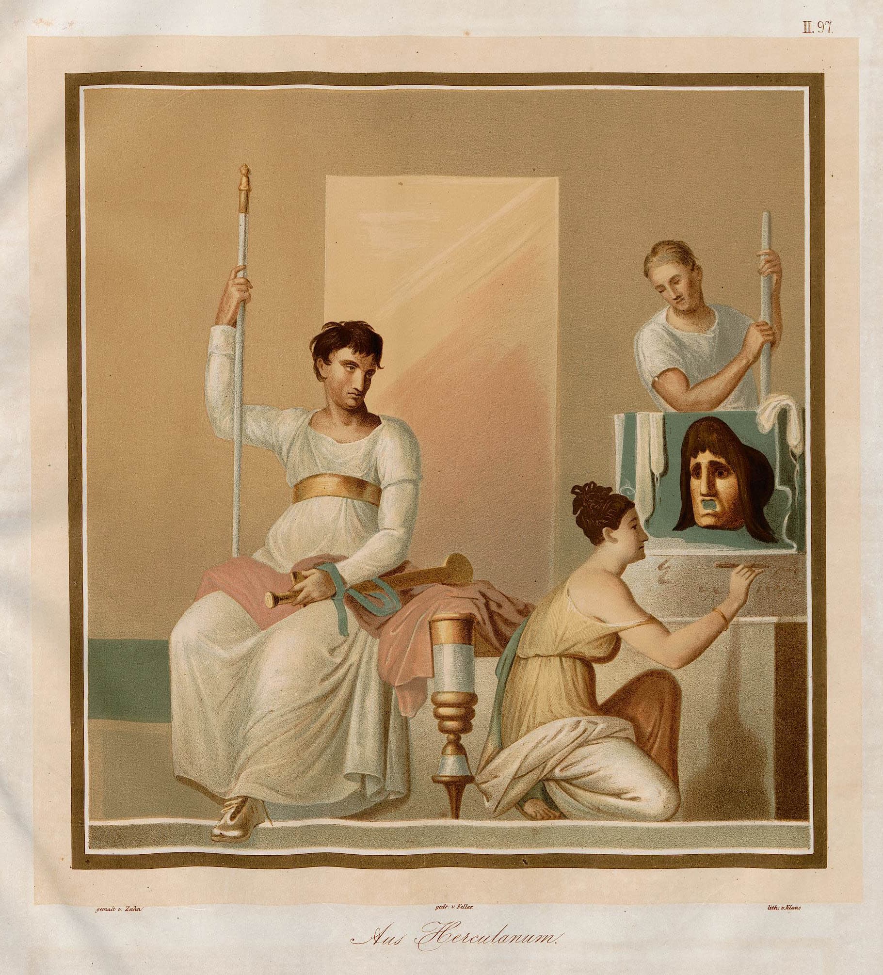 Wilhelm Zahn's reproduction of a fresco from Herculaneum, showing Apollo watching a woman at work.