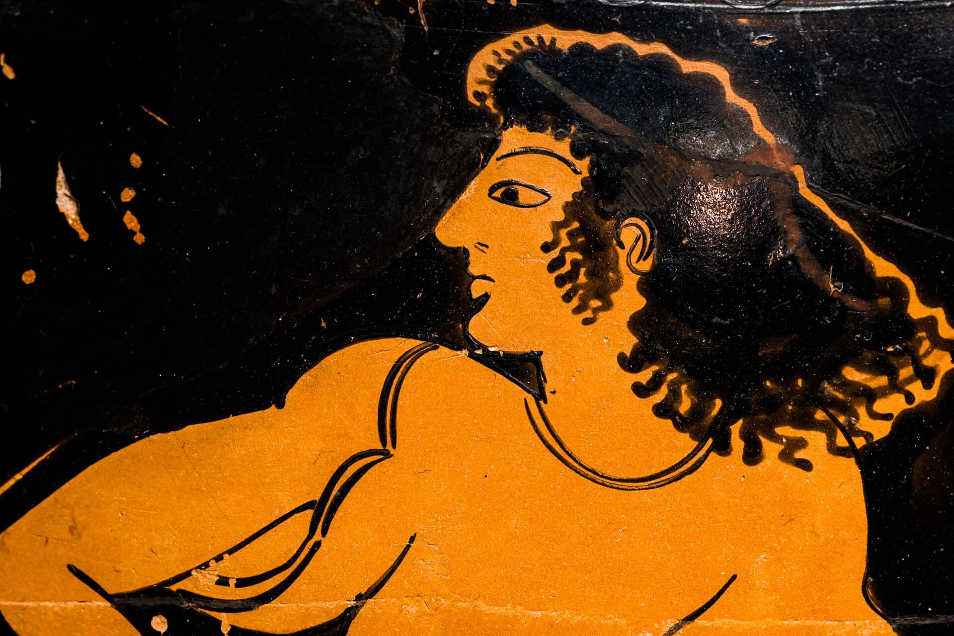 An Attic red-figure vase by Myson showing Herakles breaking into the household of Nereus.