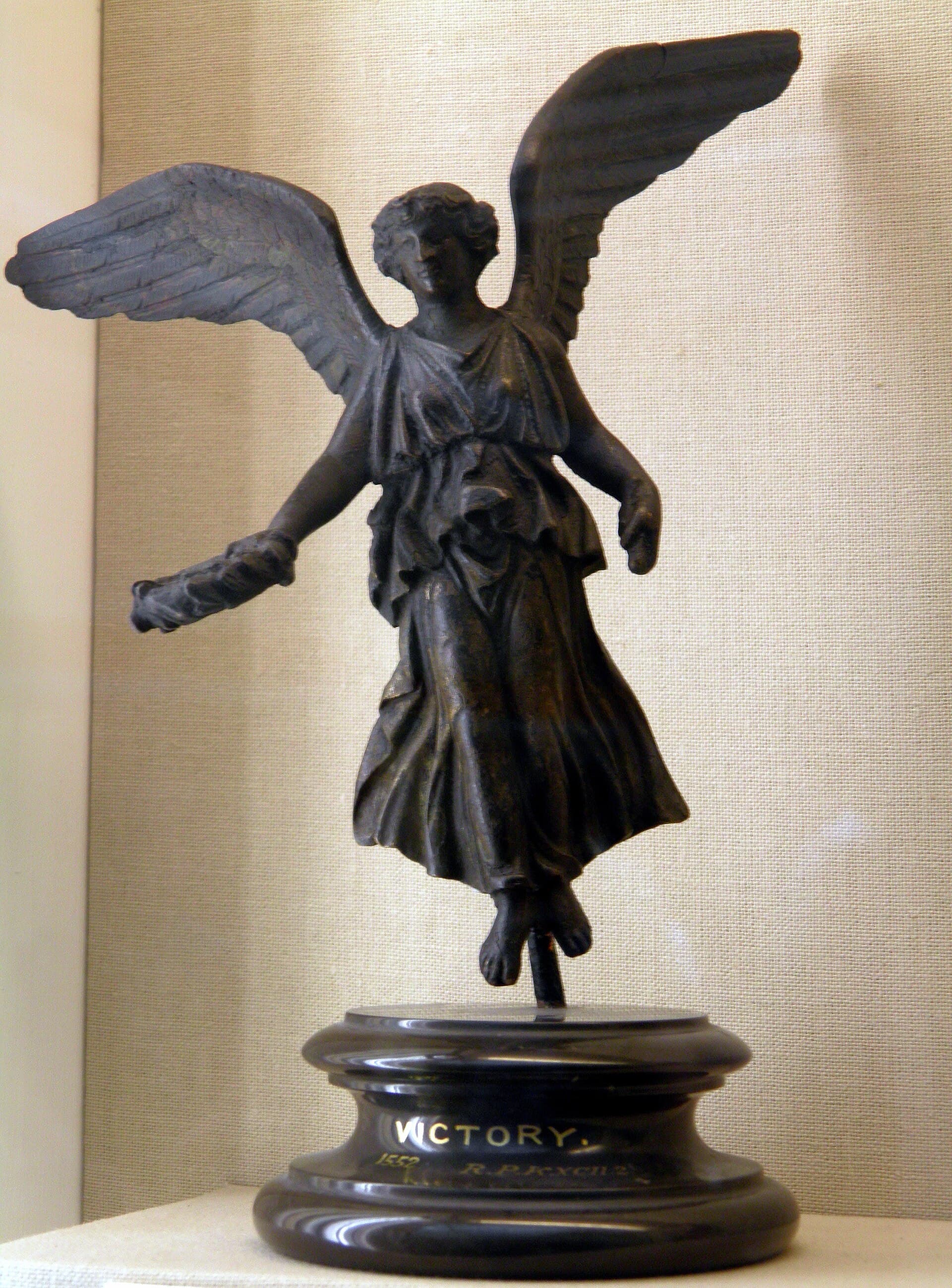 A Roman marble figure of a flying Nike in the British Museum, carved between about 50 and 100 CE.