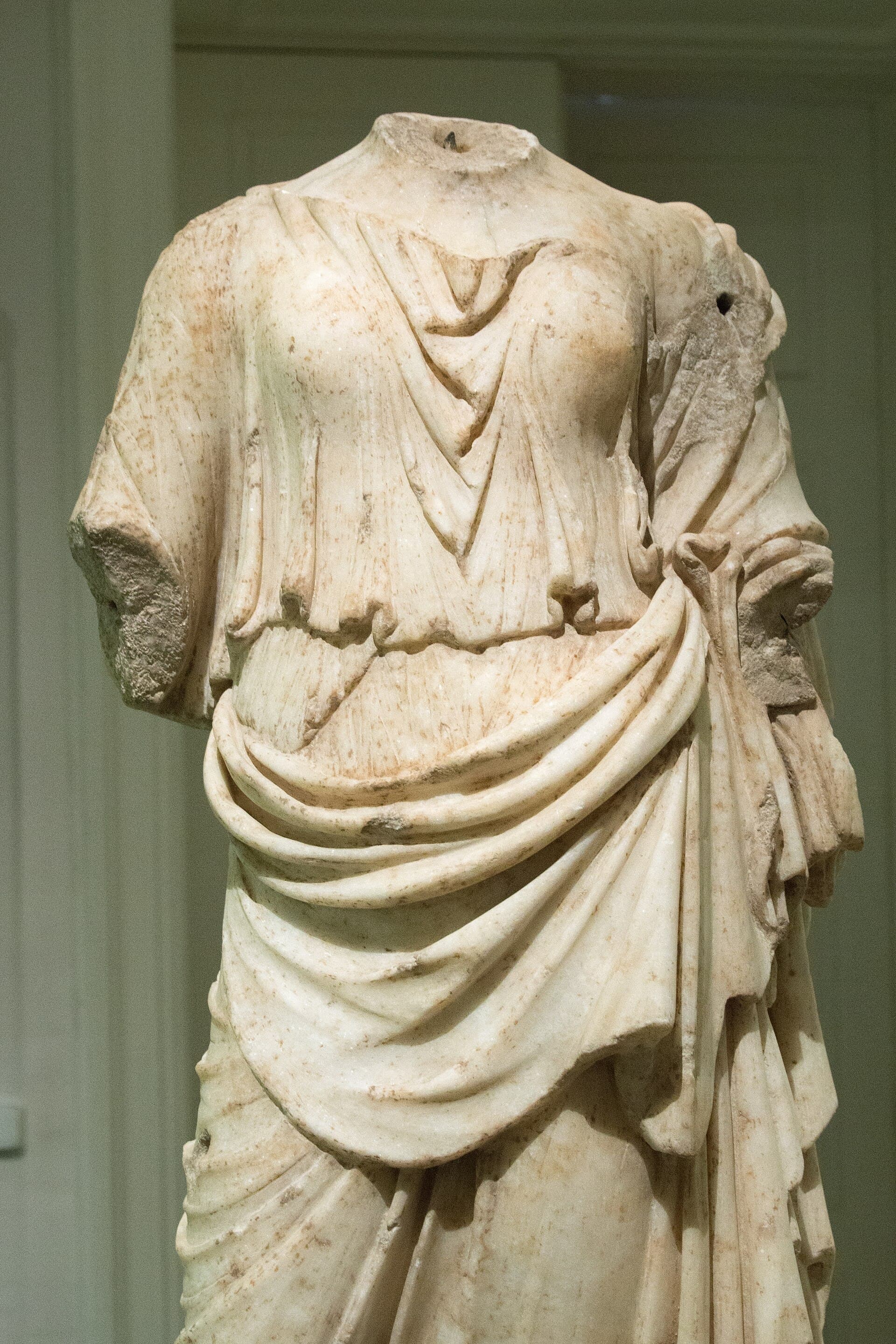 A marble statue of Nemesis, a Roman copy after a classical original, in the National Gallery in Prague.